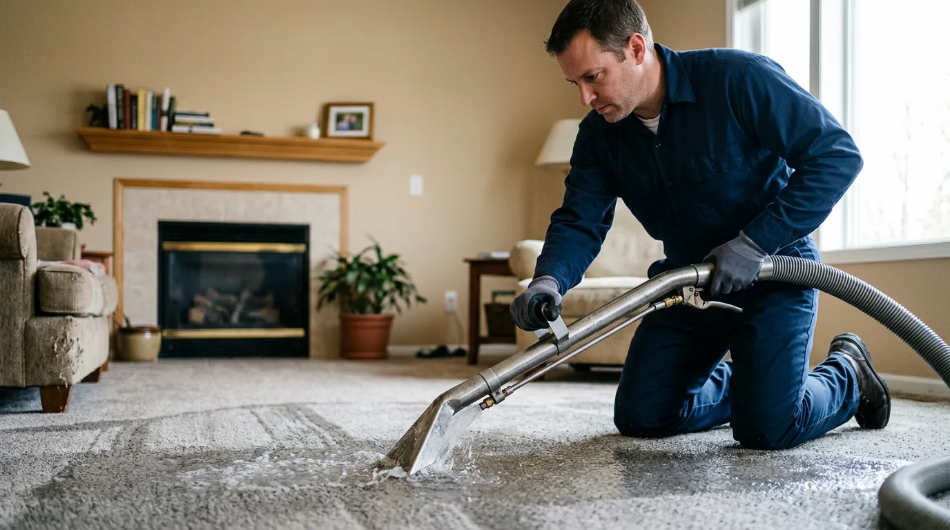 Water damage restoration technician working near San Andreas, CA